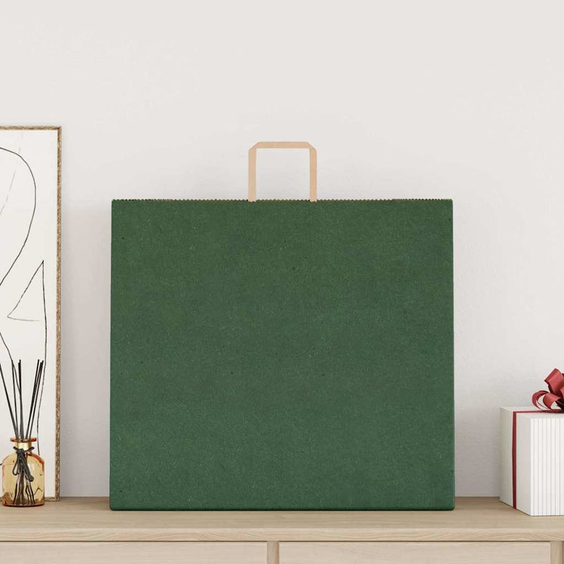 Load image into Gallery viewer, Vidaxl papieren zakken 250 st met hengsels 54x15x49 cm groen