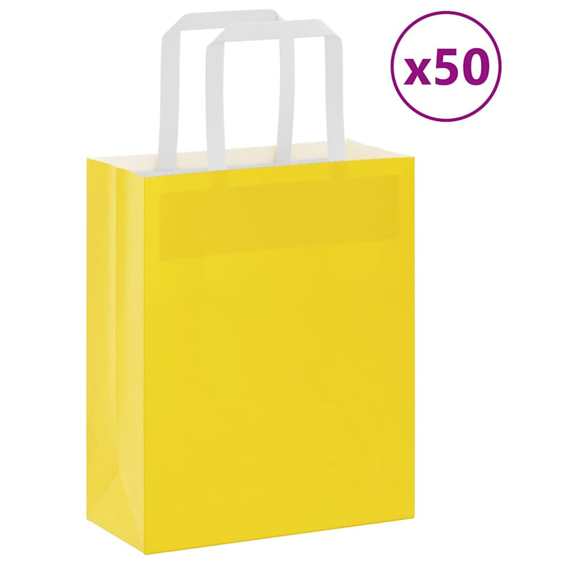 Load image into Gallery viewer, Vidaxl papieren zakken 50 st met hengsels 18x8x22 cm geel