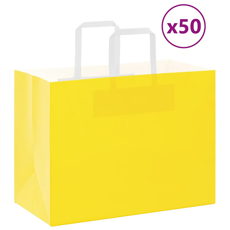 Load image into Gallery viewer, Vidaxl papieren zakken 50 st met hengsels 32x17x25 cm geel