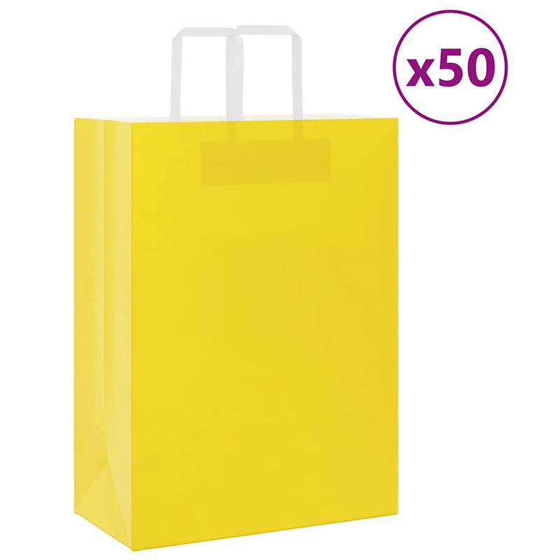 Load image into Gallery viewer, Vidaxl papieren zakken 50 st met hengsels 32x17x44 cm geel