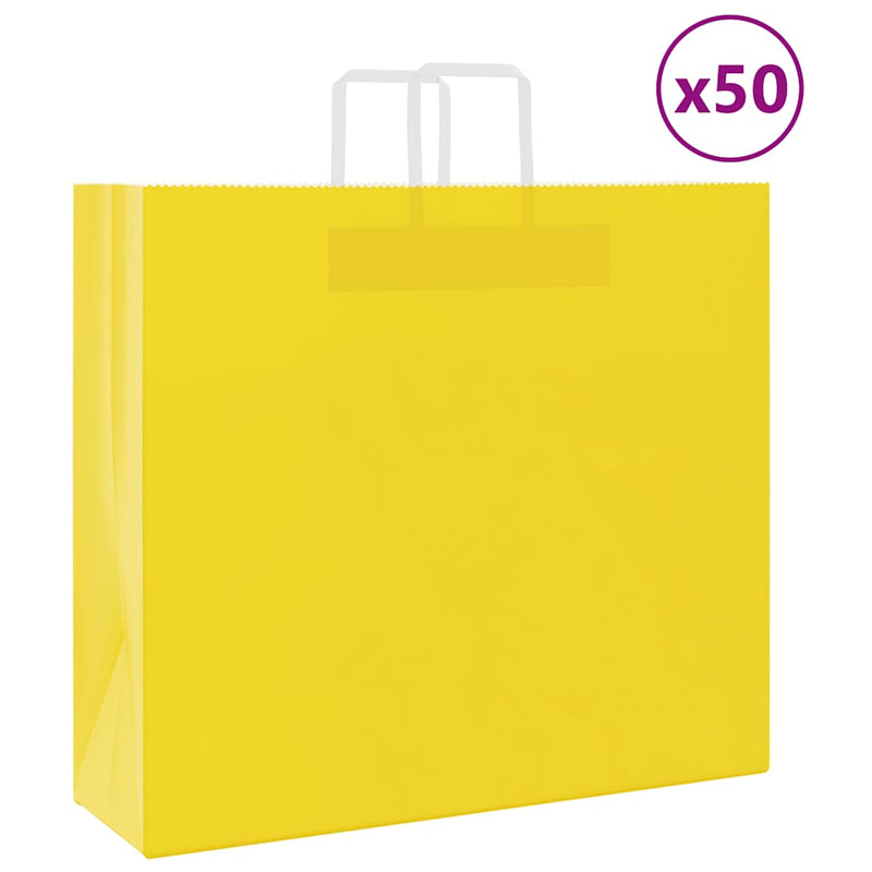 Load image into Gallery viewer, Vidaxl papieren zakken 50 st met hengsels 54x15x49 cm geel