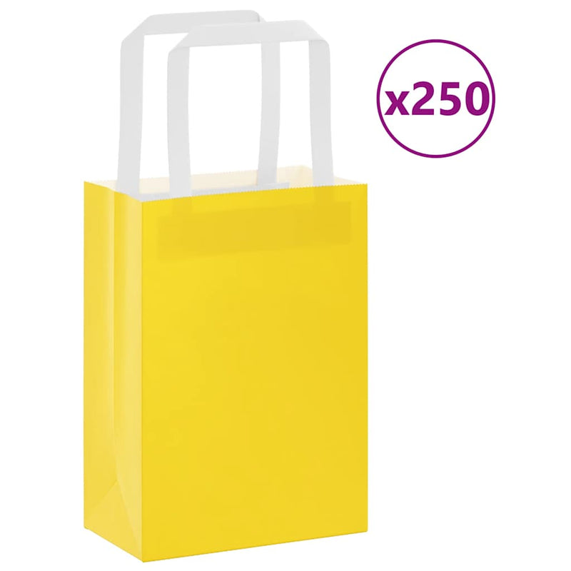 Load image into Gallery viewer, Vidaxl papieren zakken 250 st met hengsels 15x8x21 cm geel