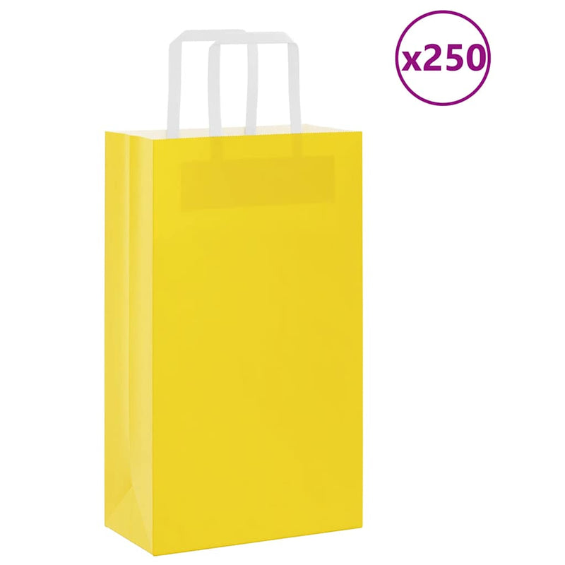 Load image into Gallery viewer, Vidaxl papieren zakken 250 st met hengsels 21x11x36 cm geel