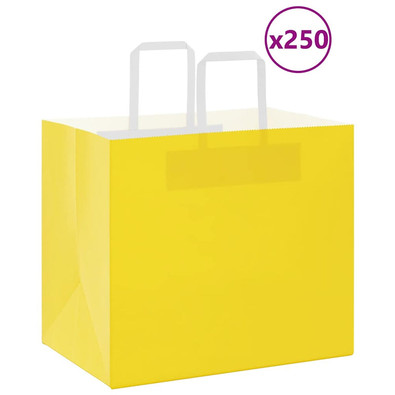 Load image into Gallery viewer, Vidaxl papieren zakken 250 st met hengsels 32x22x28 cm geel