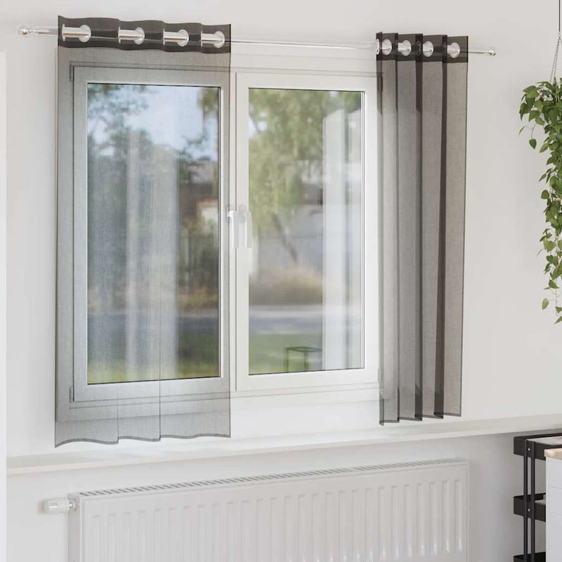 Load image into Gallery viewer, Vidaxl gordijnen voile met doorvoertules 2 st 140x175 cm zwart