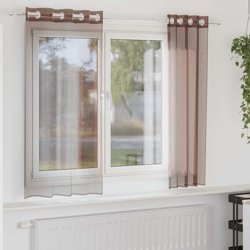 Load image into Gallery viewer, Vidaxl gordijnen voile met doorvoertules 2 st 140x175 cm bruin