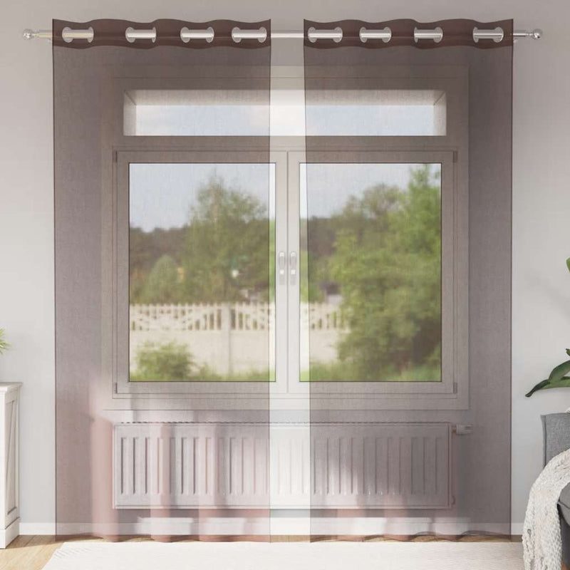 Load image into Gallery viewer, Vidaxl gordijnen voile met doorvoertules 2 st 140x225 cm bruin