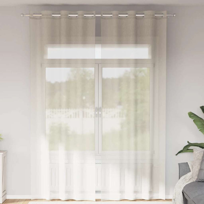 Load image into Gallery viewer, Vidaxl gordijnen voile met doorvoertules 2 st 140x260 cm crèmekleurig