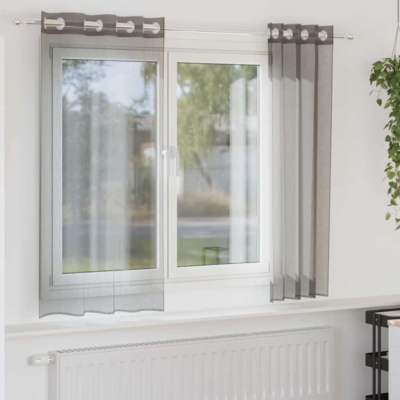Load image into Gallery viewer, Vidaxl gordijnen voile met doorvoertules 2 st 140x175 cm donkergrijs