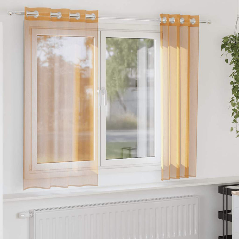 Load image into Gallery viewer, Vidaxl gordijnen voile met doorvoertules 2 st 140x140 cm oranje