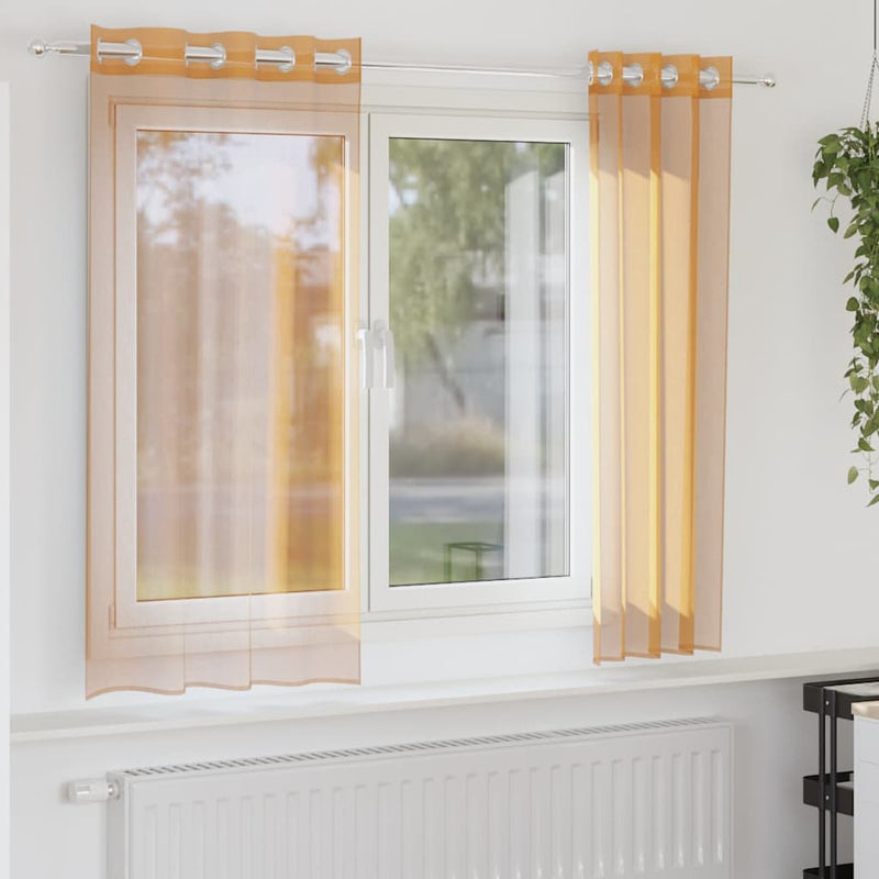 Load image into Gallery viewer, Vidaxl gordijnen voile met doorvoertules 2 st 140x175 cm oranje