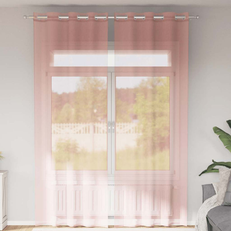 Load image into Gallery viewer, Vidaxl gordijnen voile met doorvoertules 2 st 140x260 cm roze