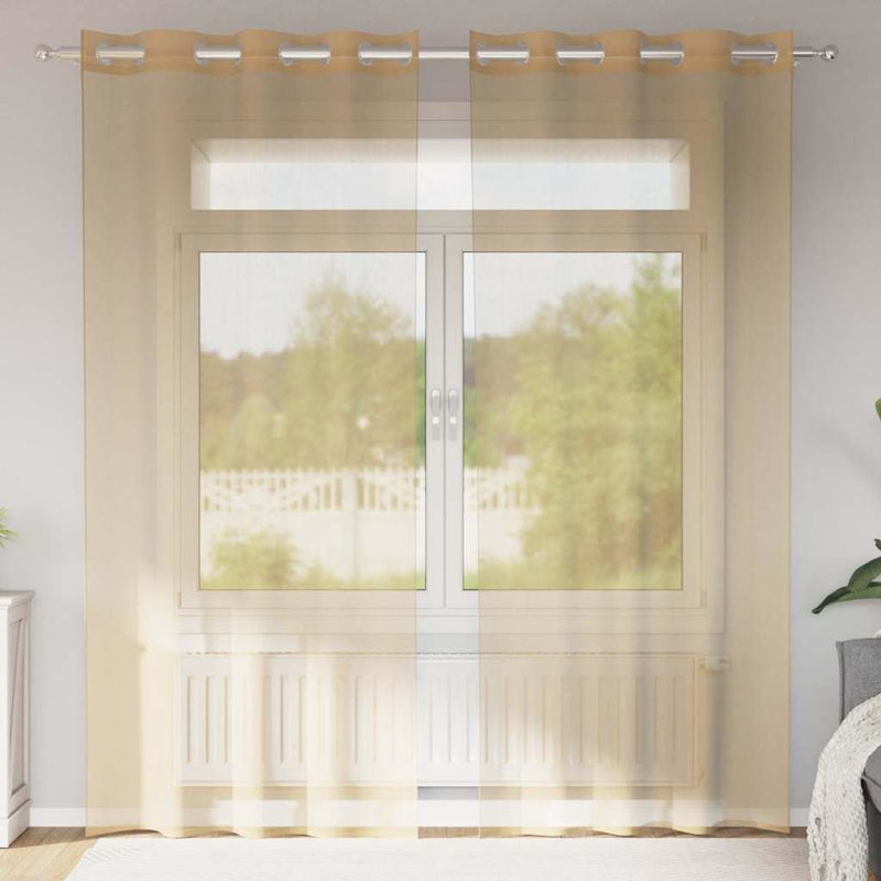 Load image into Gallery viewer, Vidaxl gordijnen voile met doorvoertules 2 st zand