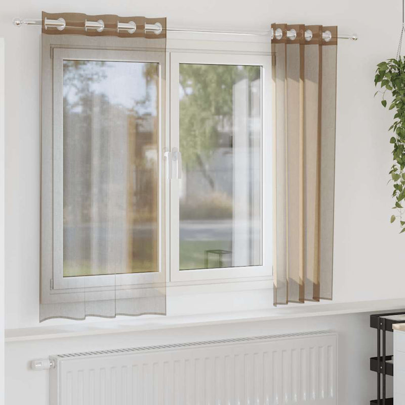 Load image into Gallery viewer, Vidaxl gordijnen voile met doorvoertules 2 st lichtbruin