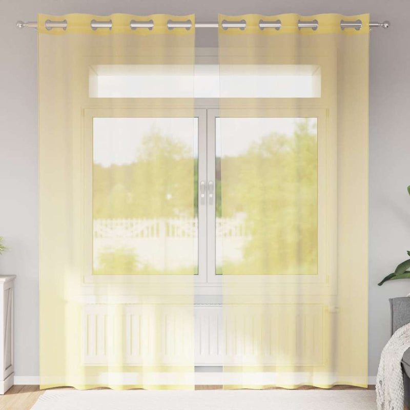 Load image into Gallery viewer, Vidaxl gordijnen voile met doorvoertules 2 st geel