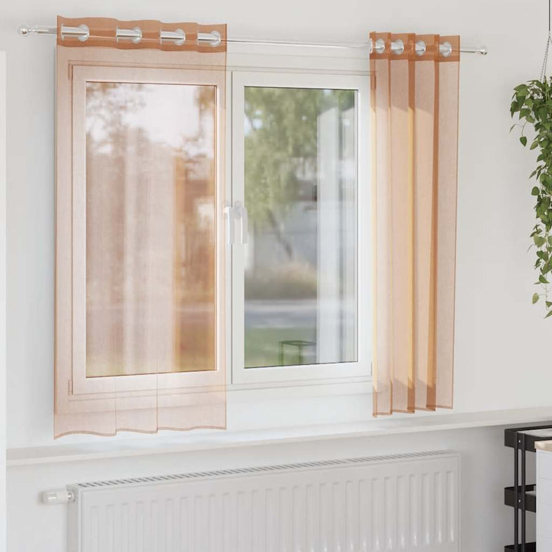 Load image into Gallery viewer, Vidaxl gordijnen voile met doorvoertules 2 st terracotta