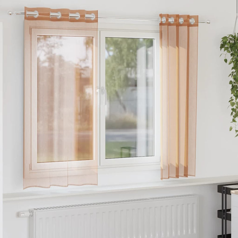 Load image into Gallery viewer, Vidaxl gordijnen voile met doorvoertules 2 st terracotta