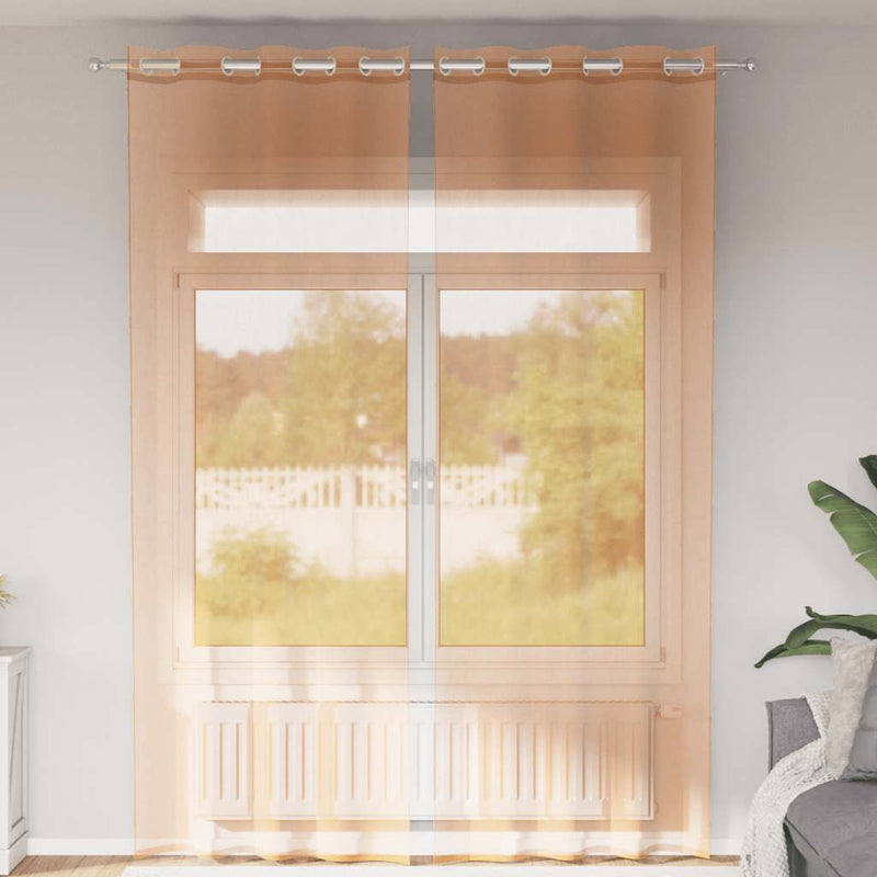 Load image into Gallery viewer, Vidaxl gordijnen voile met doorvoertules 2 st terracotta
