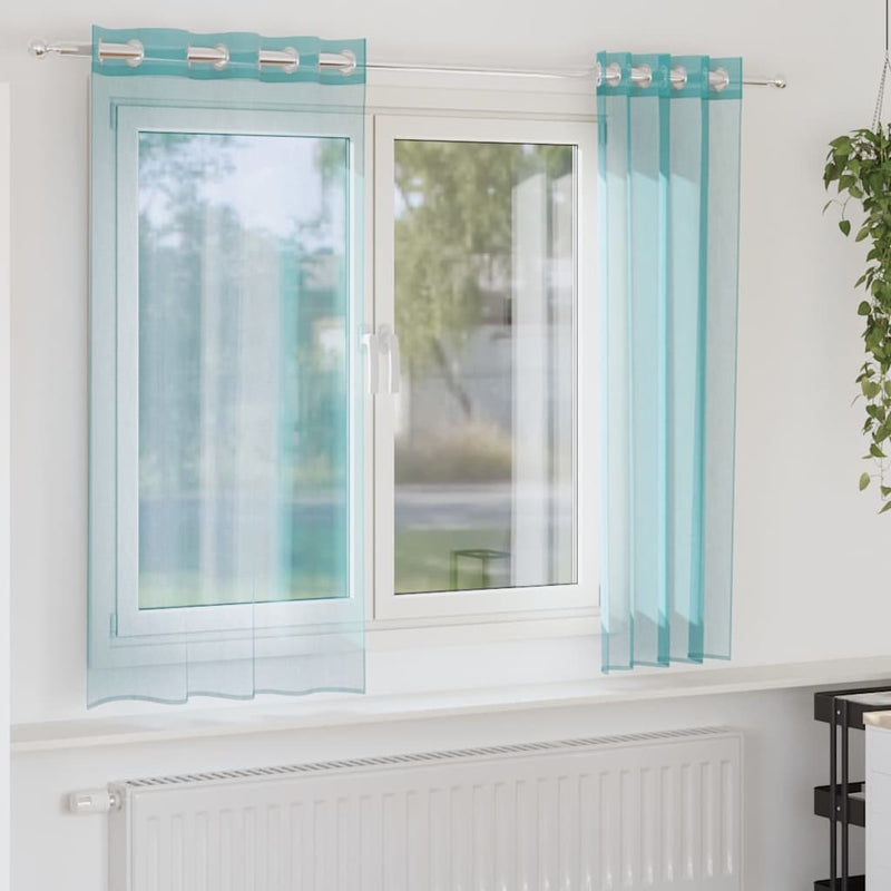 Load image into Gallery viewer, Vidaxl gordijnen voile met doorvoertules 2 st turkoois