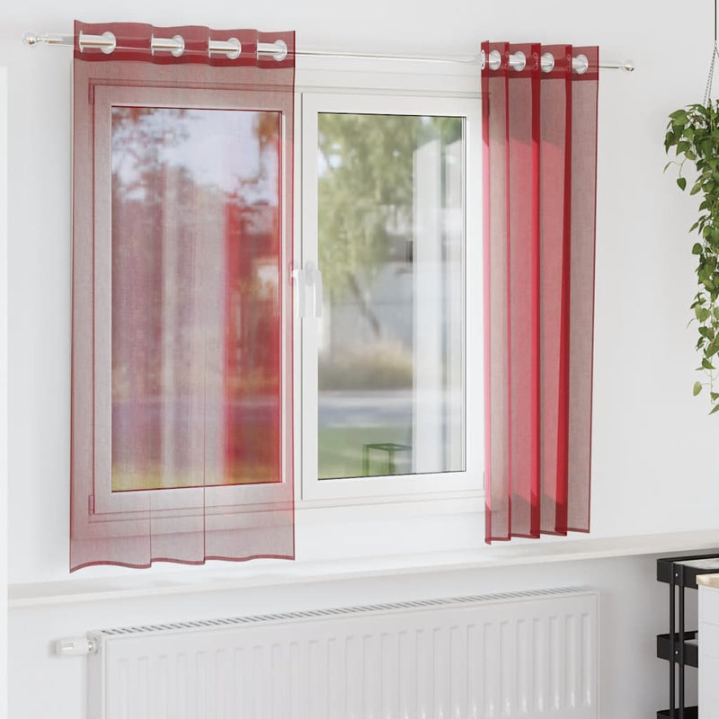 Load image into Gallery viewer, Vidaxl gordijnen voile met doorvoertules 2 st wijnrood