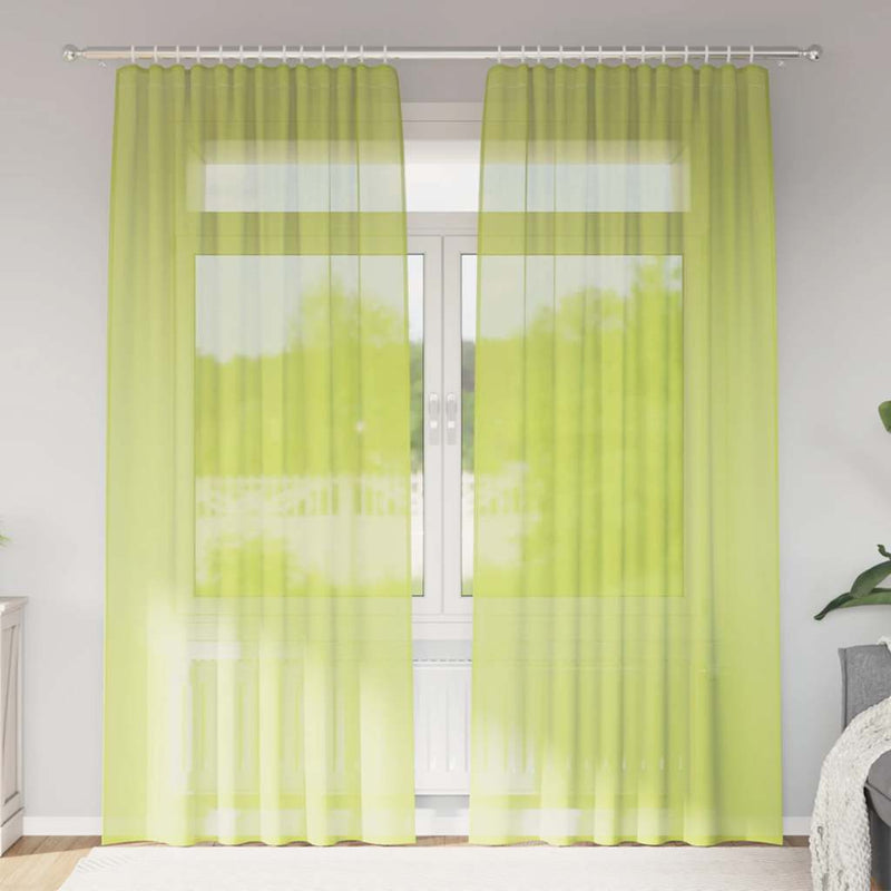 Load image into Gallery viewer, Vidaxl gordijnen voile met roedezakken 2 st appelgroen