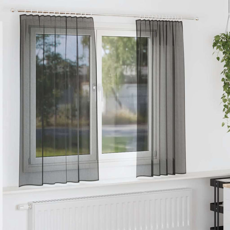 Load image into Gallery viewer, Vidaxl gordijnen voile met roedezakken 2 st zwart