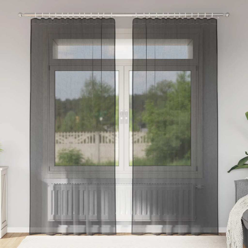 Load image into Gallery viewer, Vidaxl gordijnen voile met roedezakken 2 st zwart