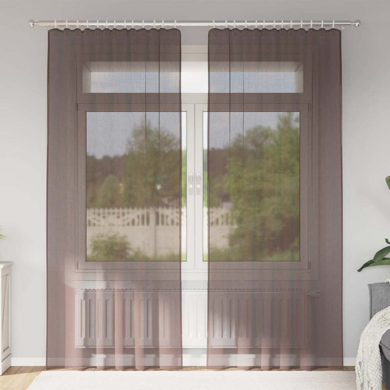 Load image into Gallery viewer, Vidaxl gordijnen voile met roedezakken 2 st bruin