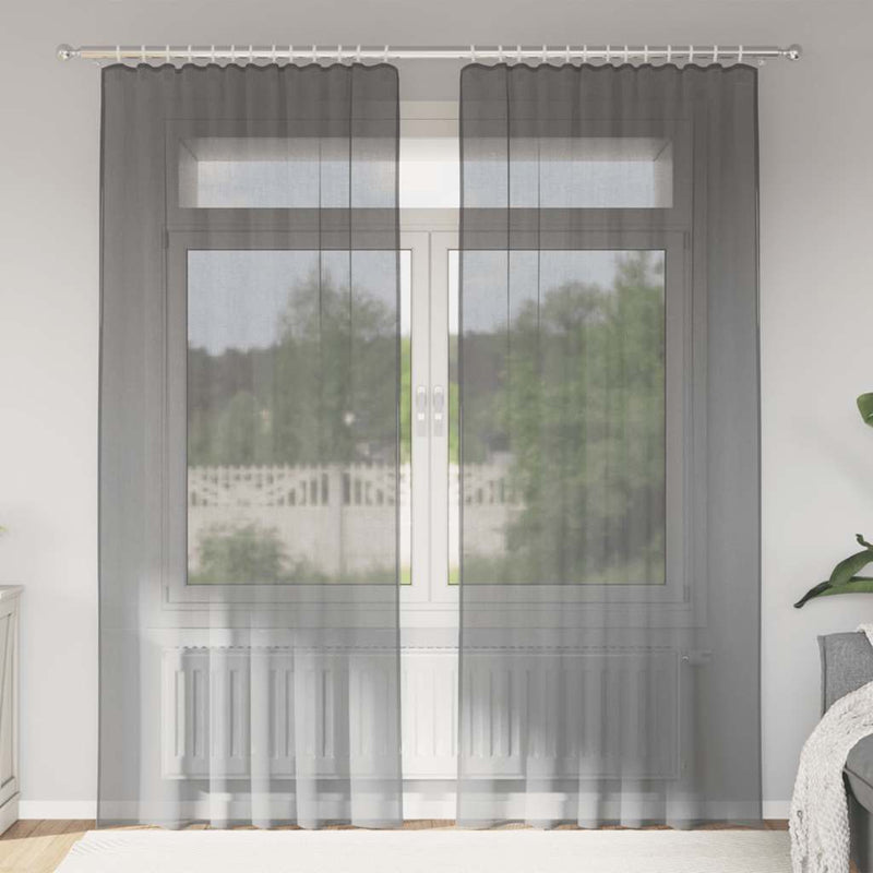 Load image into Gallery viewer, Vidaxl gordijnen voile met roedezakken 2 st donkergrijs