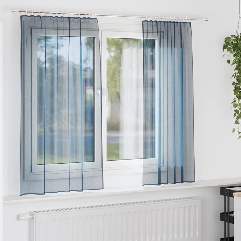 Load image into Gallery viewer, Vidaxl gordijnen voile met roedezakken 2 st koningsblauw