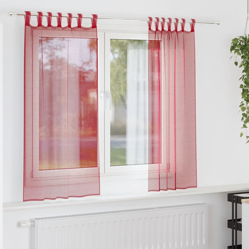 Load image into Gallery viewer, Vidaxl gordijnen voile met roedezakken 2 st wijnrood