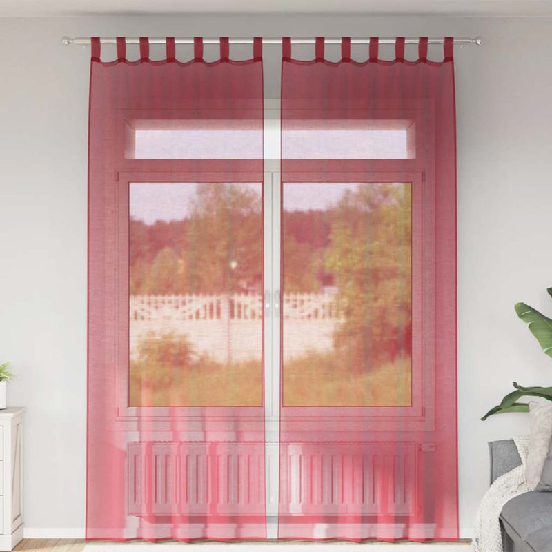 Load image into Gallery viewer, Vidaxl gordijnen voile met roedezakken 2 st wijnrood