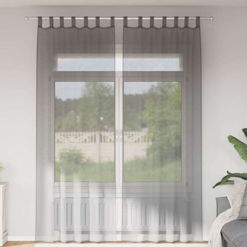 Load image into Gallery viewer, Vidaxl gordijnen voile met lussen 2 st 140x260 cm donkergrijs