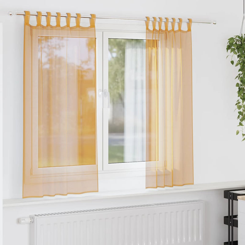 Load image into Gallery viewer, Vidaxl gordijnen voile met lussen 2 st 140x140 cm oranje