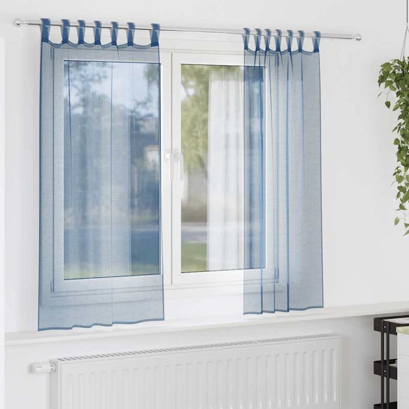 Load image into Gallery viewer, Vidaxl gordijnen voile met lussen 2 st 140x140 cm koningsblauw