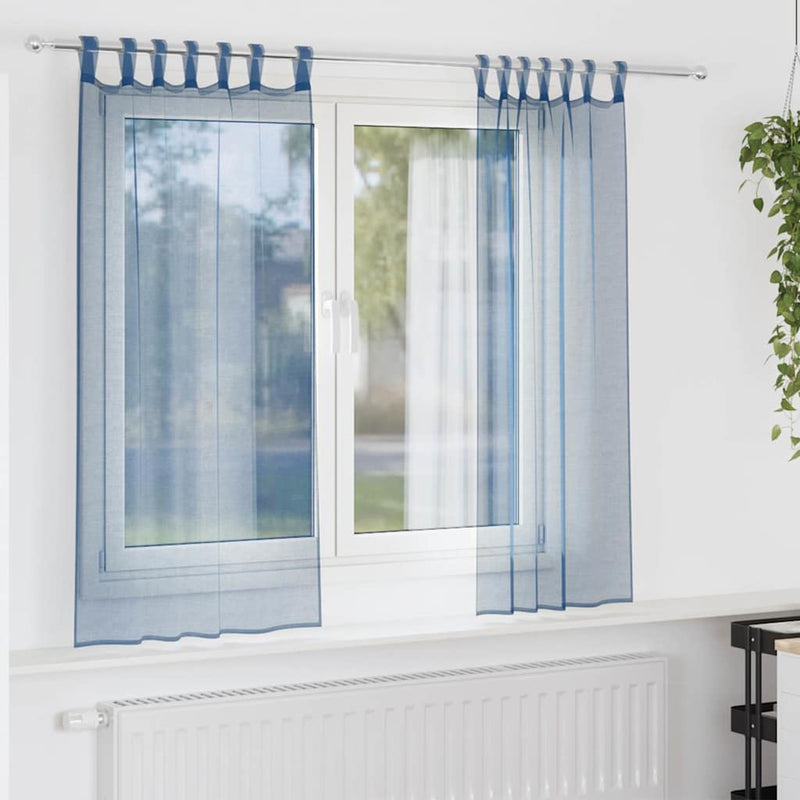 Load image into Gallery viewer, Vidaxl gordijnen voile met lussen 2 st 140x175 cm koningsblauw