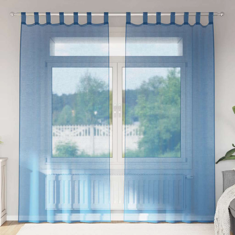 Load image into Gallery viewer, Vidaxl gordijnen voile met lussen 2 st 140x245 cm koningsblauw