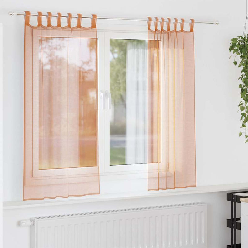 Load image into Gallery viewer, Vidaxl gordijnen voile met lussen 2 st terracotta 140x175 cm