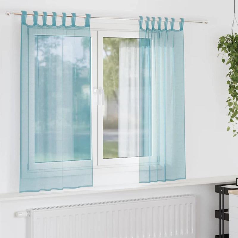 Load image into Gallery viewer, Vidaxl gordijnen voile met lussen 2 st 140x140 cm turkoois