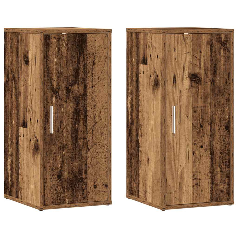 Load image into Gallery viewer, Vidaxl schoenenkasten 2 st 32x35x70 cm bewerkt hout oud houtkleurig