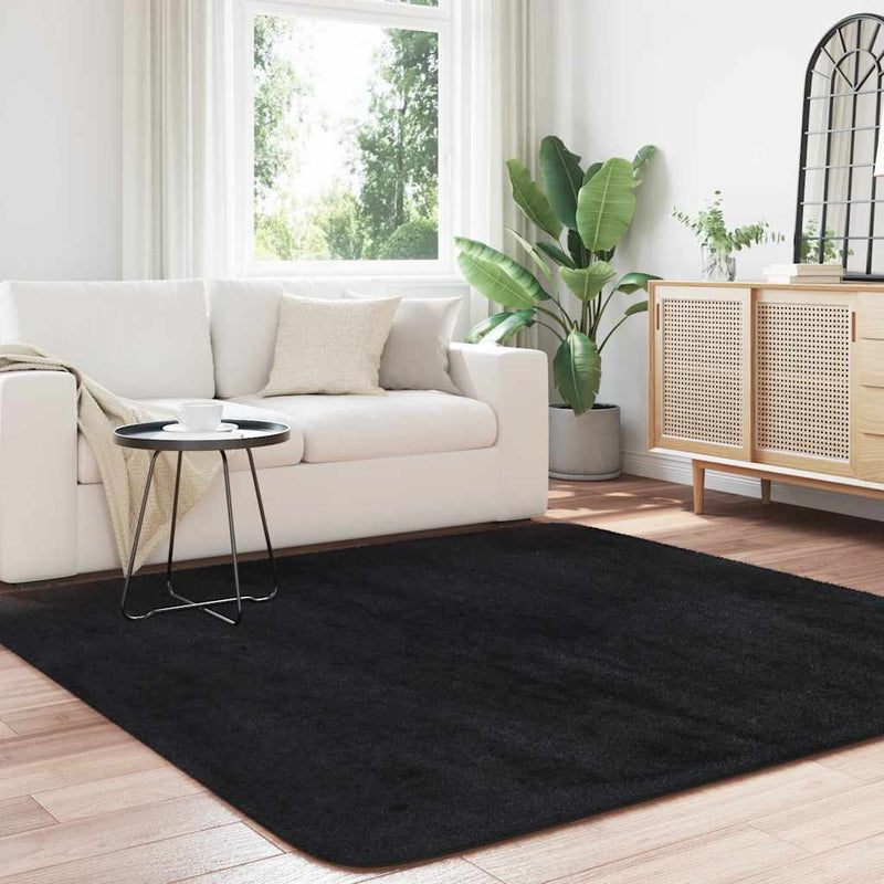 Load image into Gallery viewer, Vidaxl hoogpolig vloerkleed navarra 200x200 cm polyester zwart