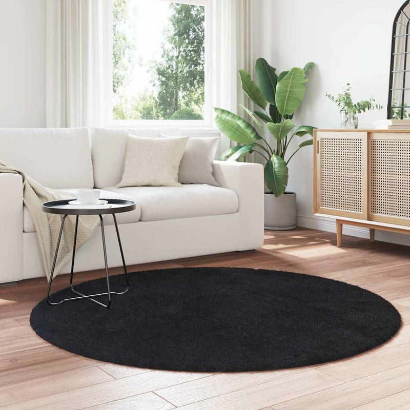 Load image into Gallery viewer, Vidaxl hoogpolig vloerkleed navarra 160x160 cm polyester zwart