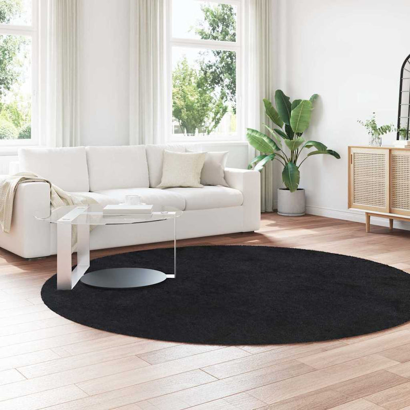 Load image into Gallery viewer, Vidaxl hoogpolig vloerkleed navarra 240x240 cm polyester zwart