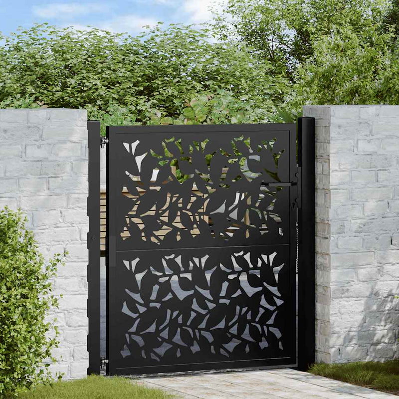 Load image into Gallery viewer, Vidaxl poort met bladontwerp 100x100 cm staal zwart