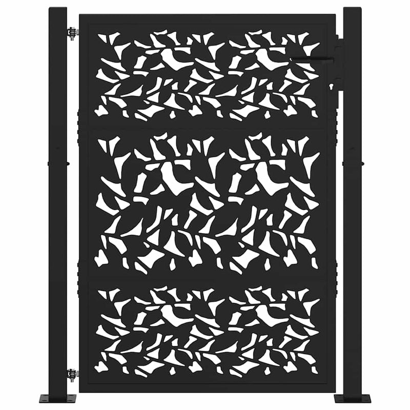 Load image into Gallery viewer, Vidaxl poort met bladontwerp 100x125 cm staal zwart
