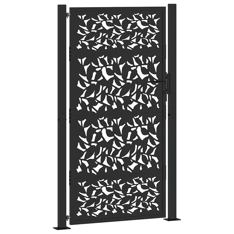 Load image into Gallery viewer, Vidaxl poort met bladontwerp 100x175 cm staal zwart