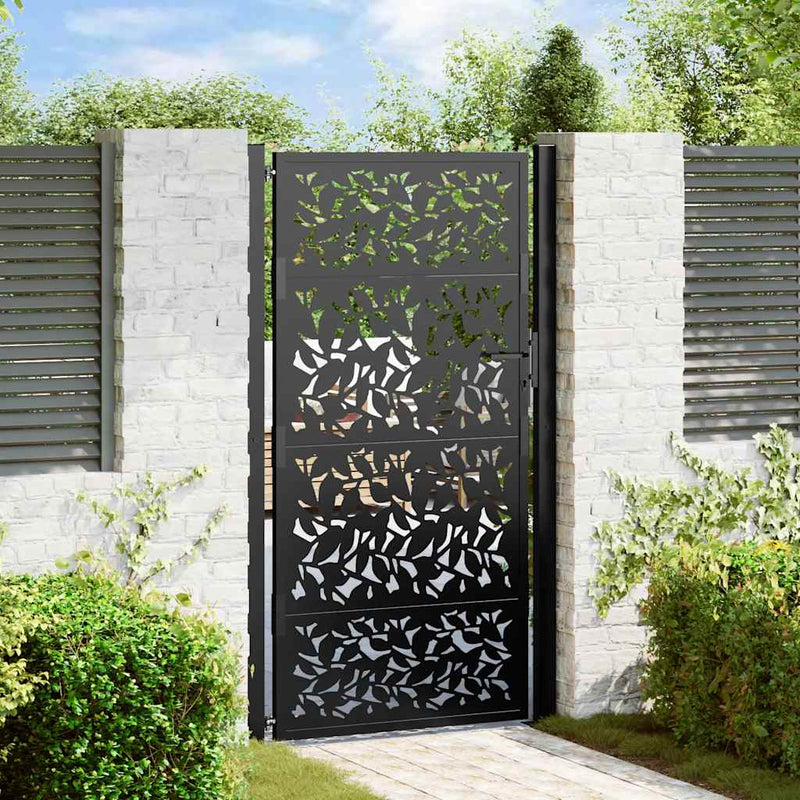 Load image into Gallery viewer, Vidaxl poort met bladontwerp 100x175 cm staal zwart