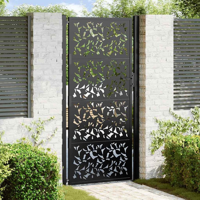 Load image into Gallery viewer, Vidaxl poort met bladontwerp 100x200 cm staal zwart