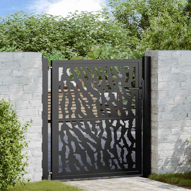 Load image into Gallery viewer, Vidaxl poort met sporenontwerp 100x100 cm staal zwart