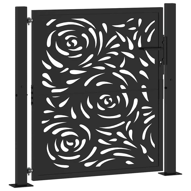 Load image into Gallery viewer, Vidaxl poort met vlamontwerp 100x100 cm staal zwart